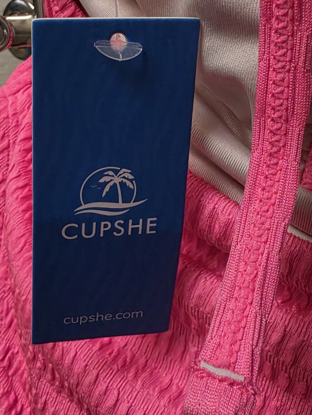 Cupshe Bright Pink One-Piece Swimsuit with V-Plunge - Picture 7 of 9